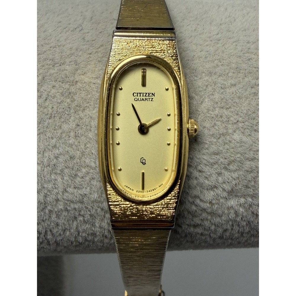 Citizen CQ 2250-229924 New Battery Ladies Watch 13MM 5.75" Vintage Gold Tone